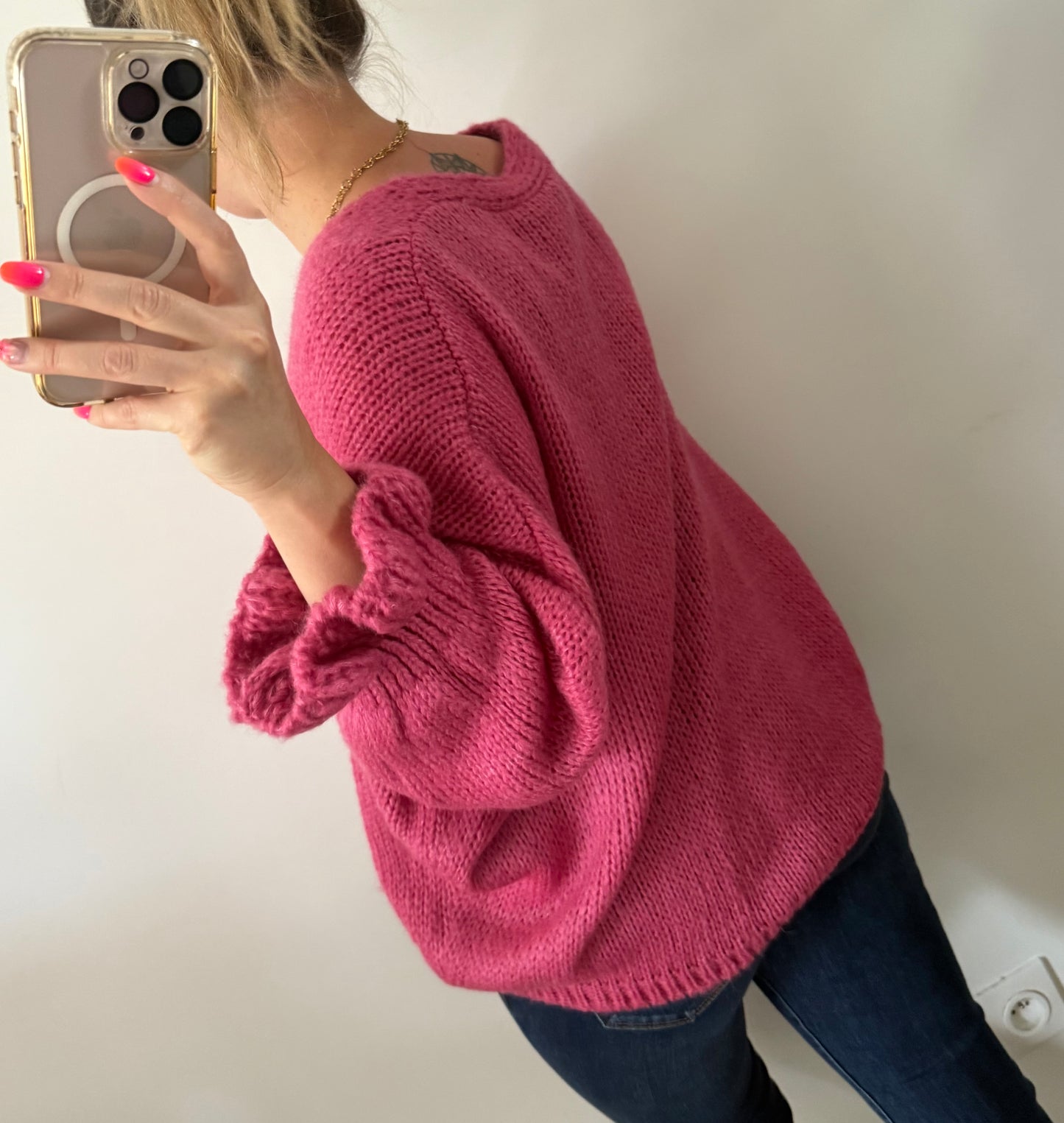 Gilet bouton framboise