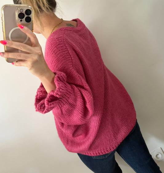 Gilet bouton framboise